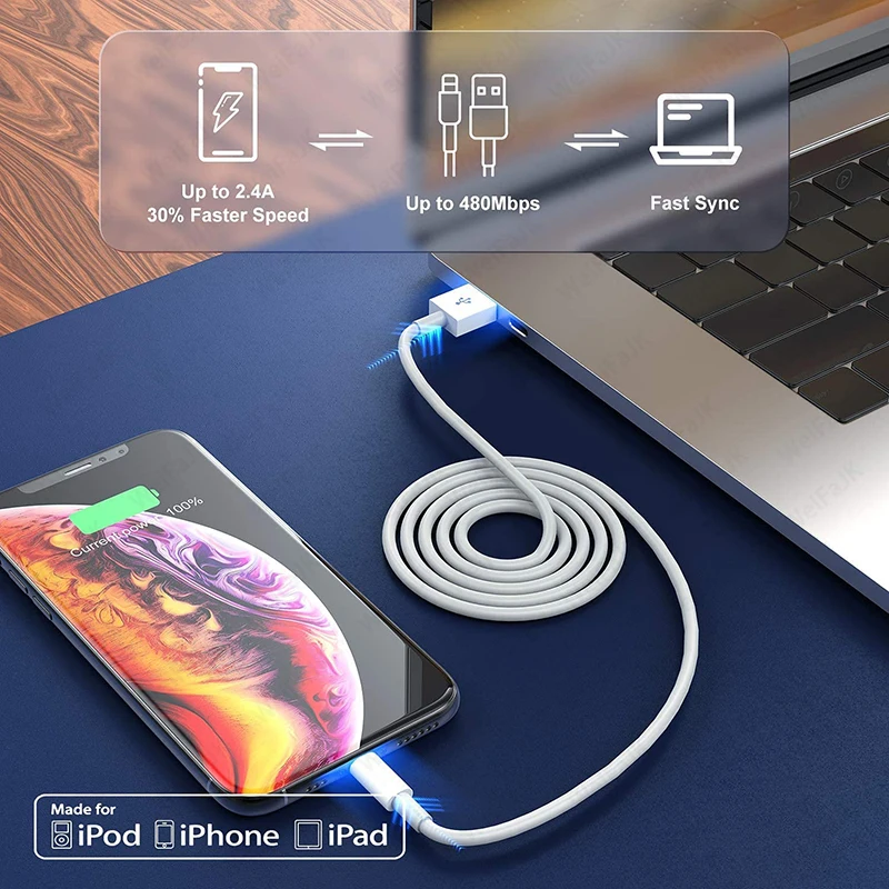 Apple оригинальный USB кабель освещения для iPhone 12 11 Pro Xs Max X Xr 8 7 6 6S Plus iPad AirPods быстрое