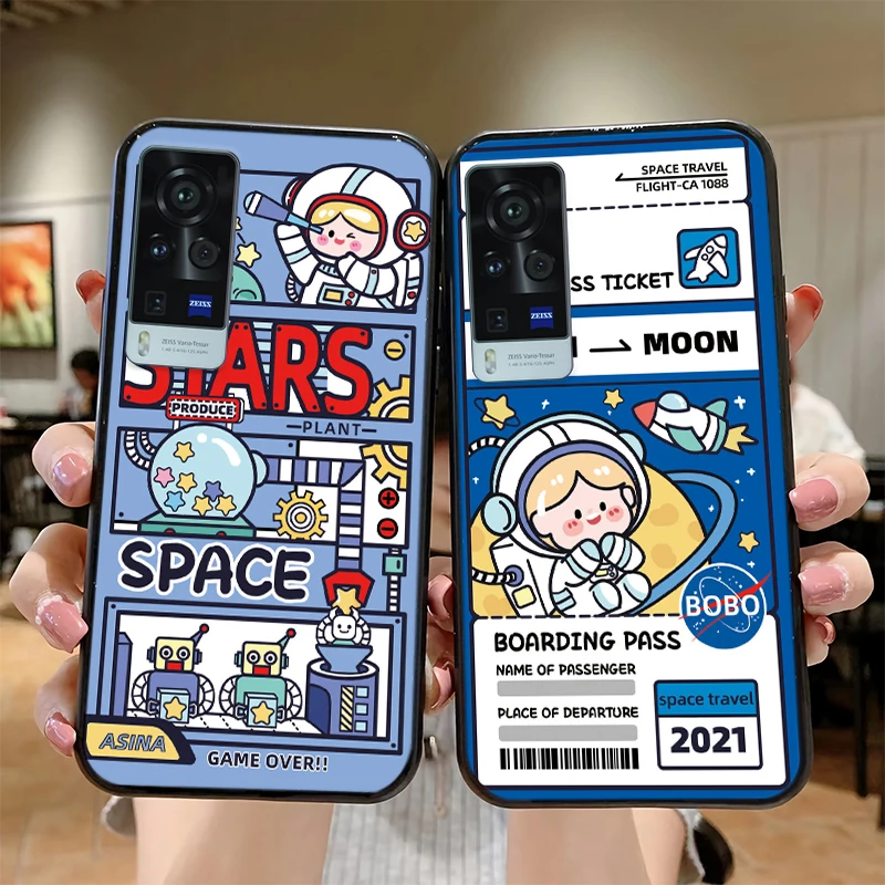 

Cute cartoon Fashion trend Phone case for vivo X60 X50 pro plus S10 S9 S7 S6 Black silicone case for iQOO 8 Pro 7 5 Bumper case