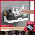 Прямоугольная полка для ванной, пластиковый органайзер для туалета и кухни, без дрели, домашний стеллаж для хранения шампуня, аксессуары для ванной комнаты