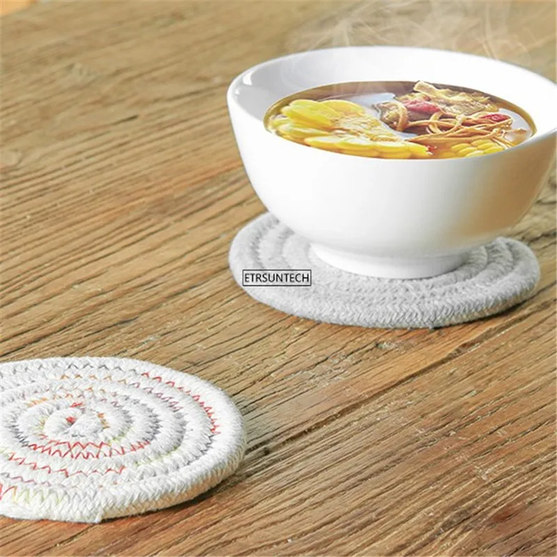 

100pcs Macrame Cup Pad Tablecloth Table Mat Pure Handmade Cotton Braid Non-slip Insulation Mats For Kitchen
