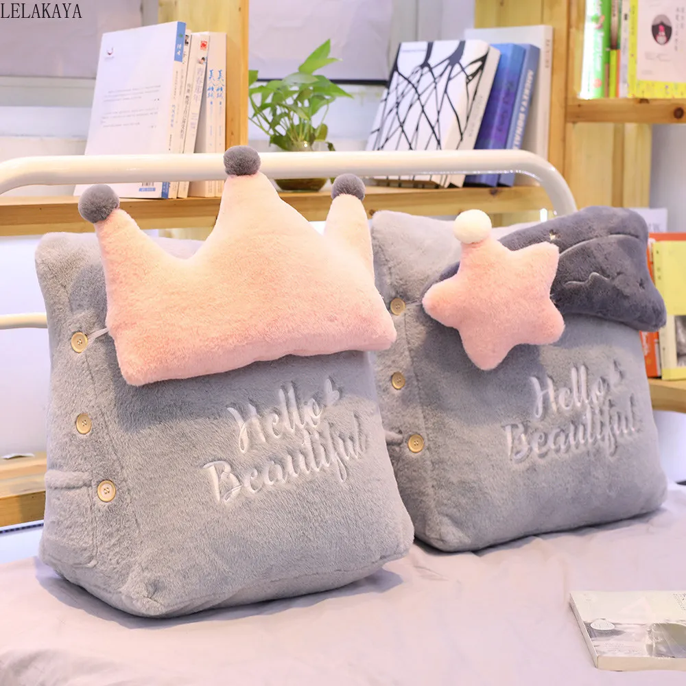 

42*25*45CM Lovely Sky Series Triangle Pillow Star Crown Heart Plush Toys Soft Backrest Lumbar Cushion Sofa Chair Bed Decoration