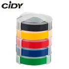 5 рулонов искусственных 3D пластиковых этикеток для тиснения разных цветов CIDY, 9 мм для производителей этикеток для тиснения DYMO 161012965 Motex