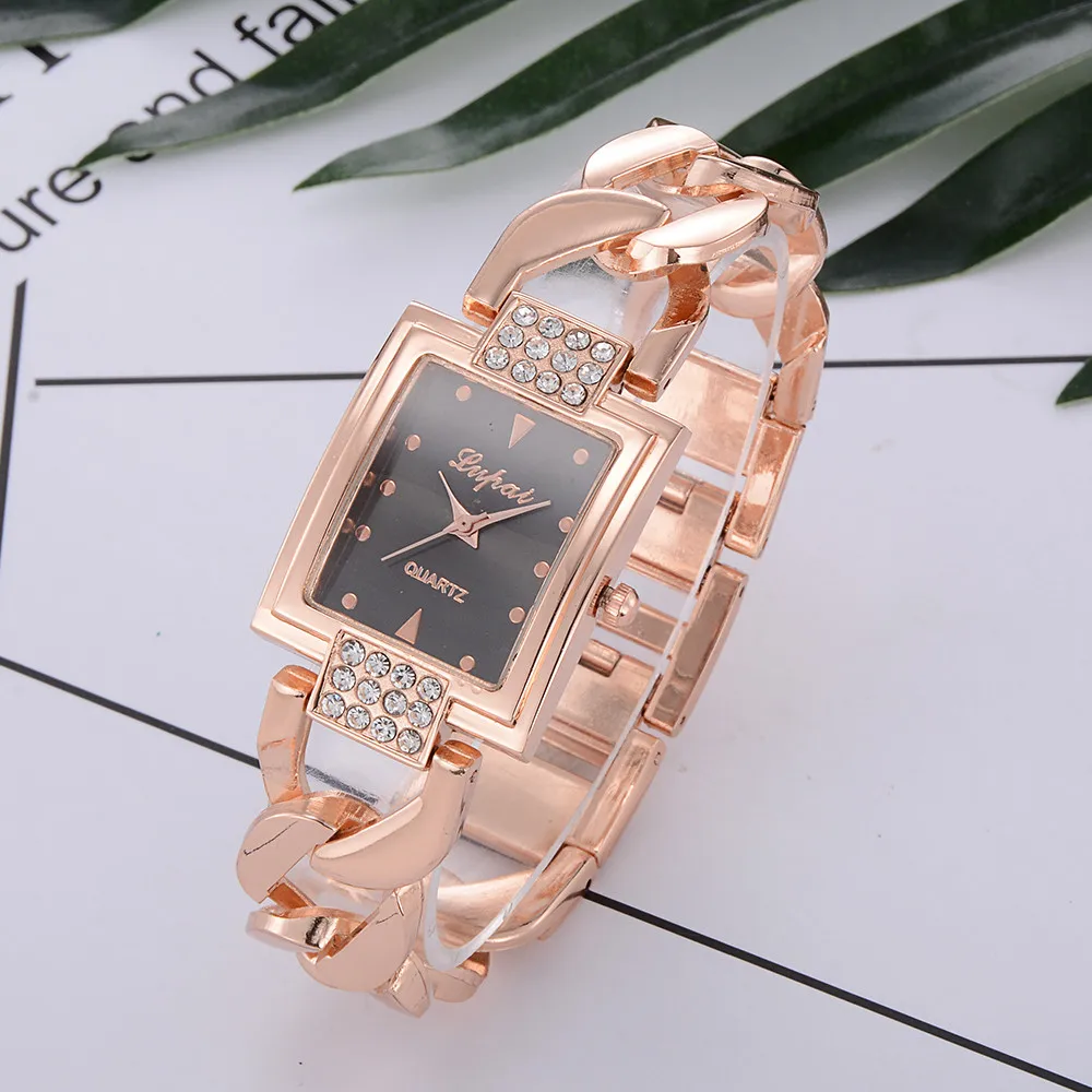 

Hot Sale Fashion Luxury Ladies Quartz Watch Women Alloy bracelet watches Rectangular Dial Wristwatches For Women montre femme