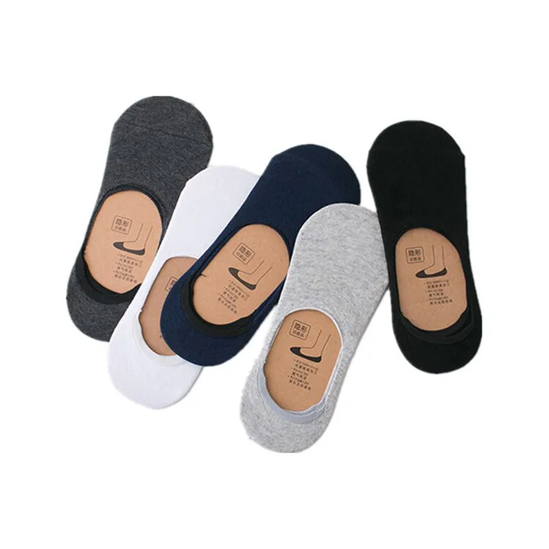 

10 pieces = 5 pairs new Cotton men invisible socks men socks silicone anti - skid, pure color summer socks