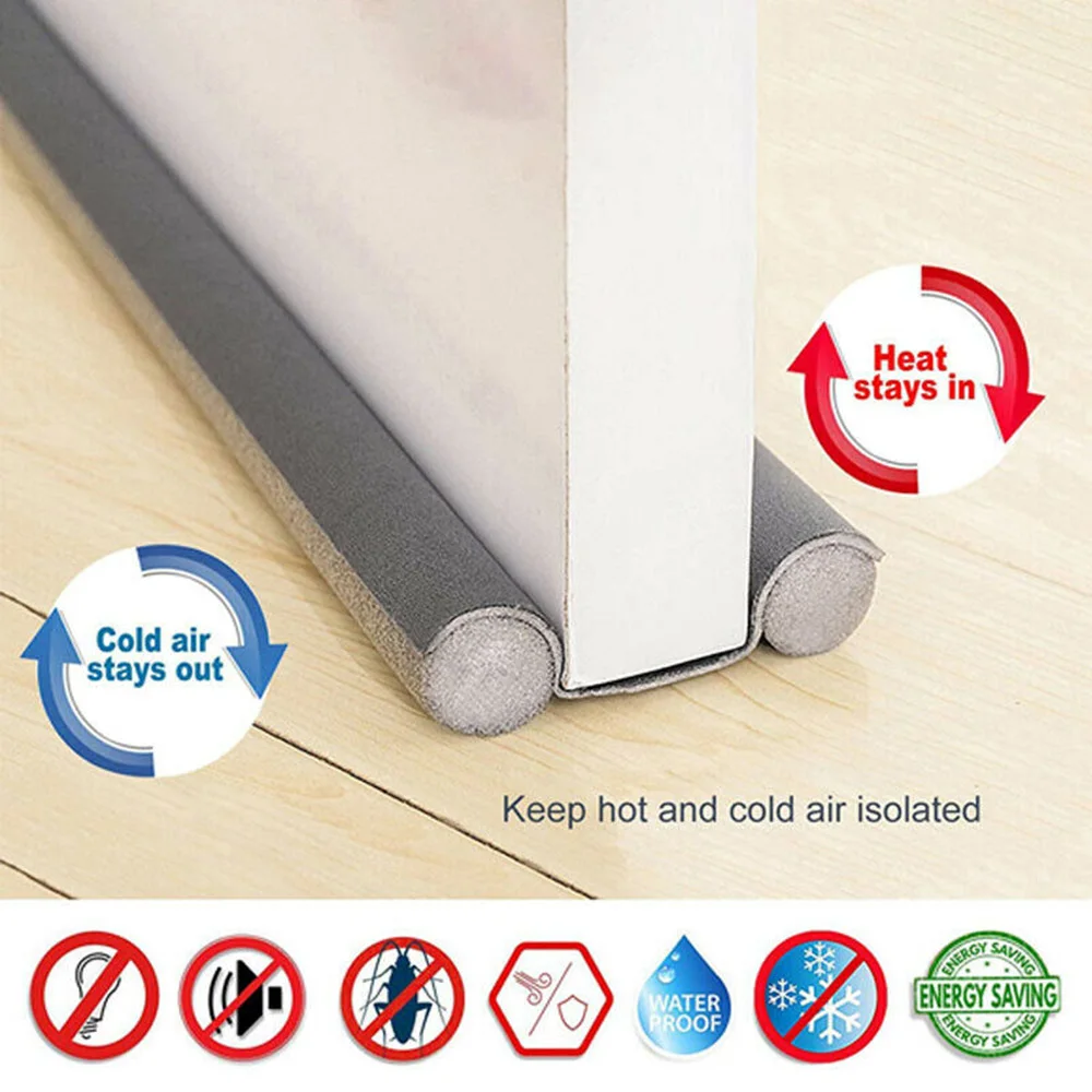 

2x Sealing Weather Strip Flexible Window Guard Stopper 93*10cm Gray Indoor