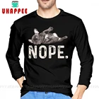 Рубашка Nope Lazy French Bulldog мужская с круглым вырезом, Хлопковая сорочка большого размера с длинным рукавом, Винтажная футболка для Хэллоуина