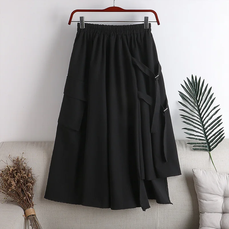 

autumn skirt Mid length skirt asymm etrical suit fabric with pocketsFormal High-Waist Women Skirt 2020 Mid-Calf Length Straight