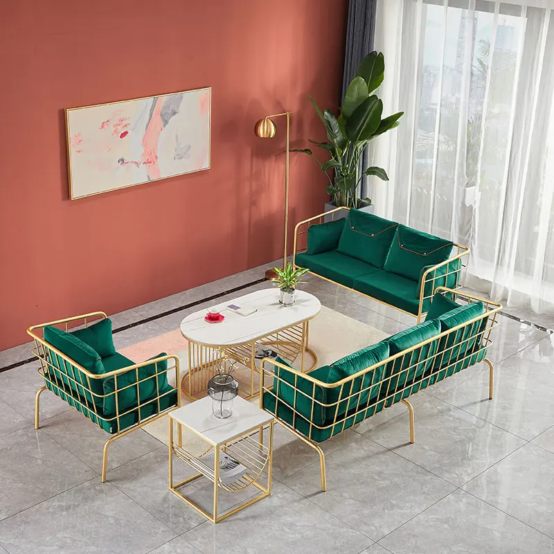 

Nordic simple postmodern furniture iron sofa chair web celebrity fashion clothing shop studio tea table combination