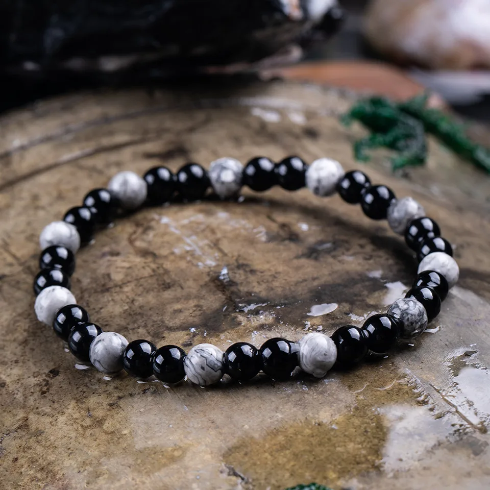 6 мм модные очаровательные браслеты с бусинами из натурального камня для женщин и