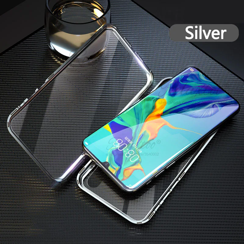 Silver Роскошный защитный Магнитный чехол на весь корпус для huawei honor 10 lite 20 Pro 360, двойная задняя крышка из закаленного стекла для honor 10 lite, чехол - Цвет: Silver