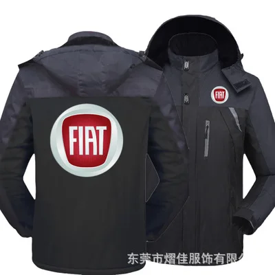 

2019 Winter Jacket Men for Fiat Car Logo Thick Velvet Warm Coat Male Windproof Hooded Outwear Casual Mountaineering Overcoat C