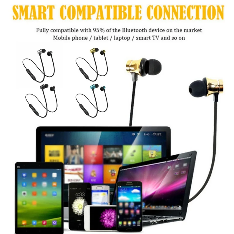 XT11 Wireless Bluetooth 4.2 Stereo Earphone Portable Sports Earbud Magnetic Headset Volume Adjustment In-Ear New | Электроника