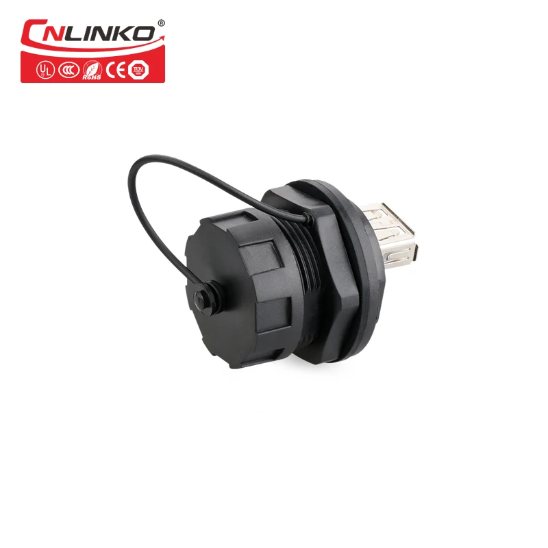 CNLINKO USB2.0 панельный монтажный разъем IP67 водонепроницаемый USB разъем YU USB Женский панельный монтажный разъем для передачи данных