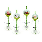 Одноразовые биоразлагаемые бумажные трубы 12 шт. для мальчиков, Детские фермерские животные, корова, свинка, овца, трактор, тематические праздничные товары для дня рождения