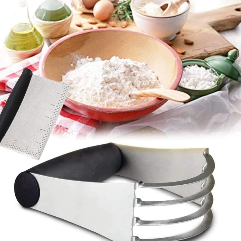 

16 Inch Stainless Steel French Rolling Pin,Silicone Baking Mat with Measurements,Dough Blender&Scraper for Baking Needs