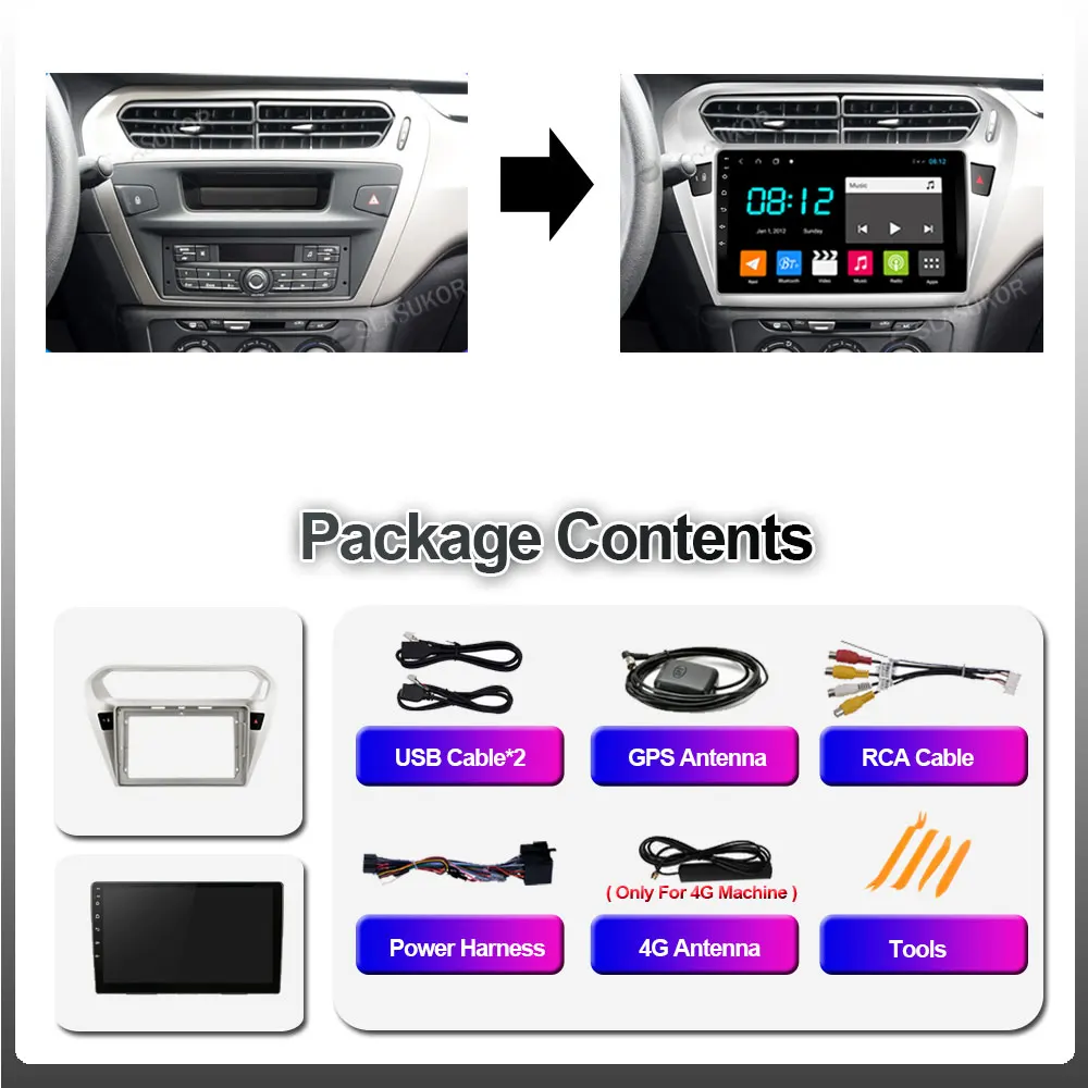 Android Multimidia Video Player For PEUGEOT 301 Citroen Elysee 2014 2015 2016 Car Radio Audio Stereo GPS Navigaiton DVD No 2 Din |