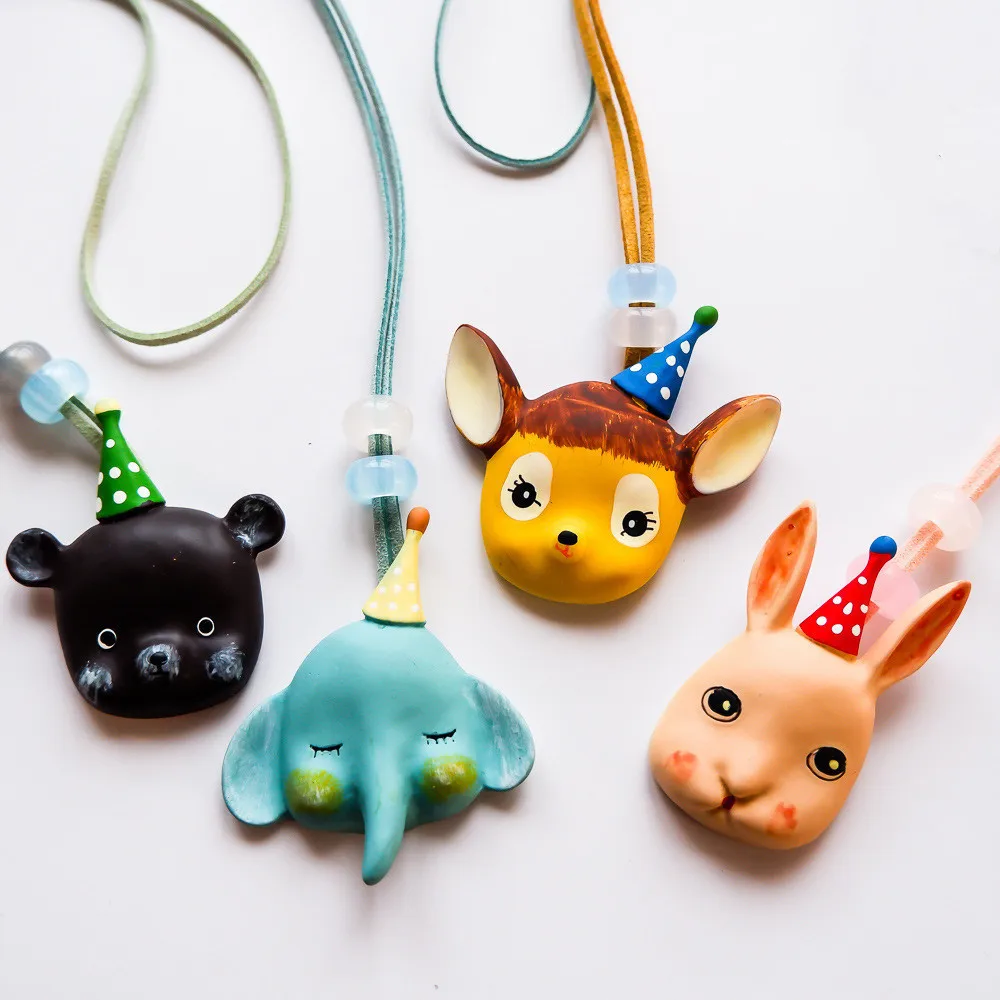 

Kids Children Girl Necklace Cute Cartoon Animal Bear Elephant Rabbit Korean Handmade Gifts Apparel Accessories Wholesale