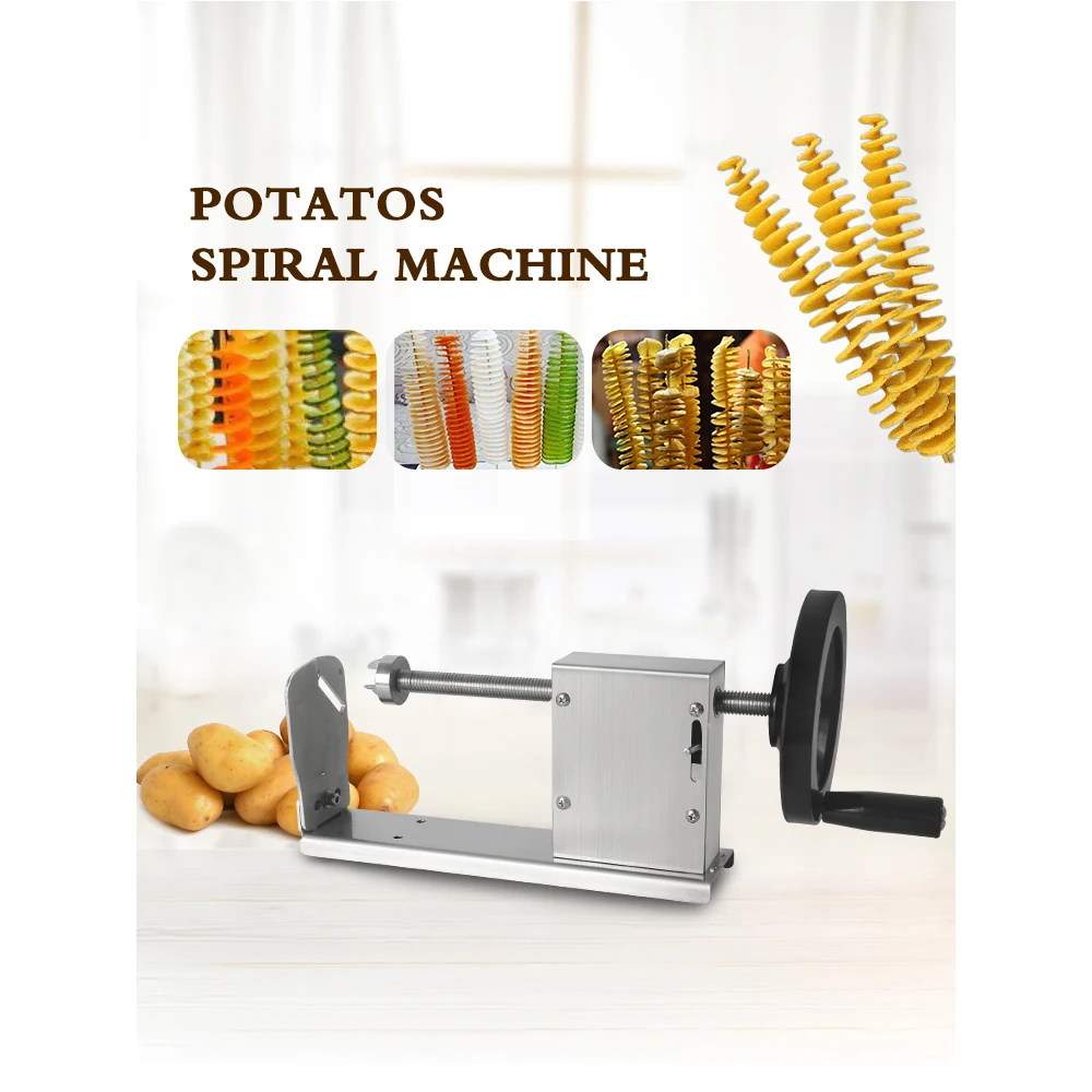 

Manual Spiral Potato Cutter 3 Functions French Fry Cutter Stainless Steel Household Commercial Tornado Potato Slicer