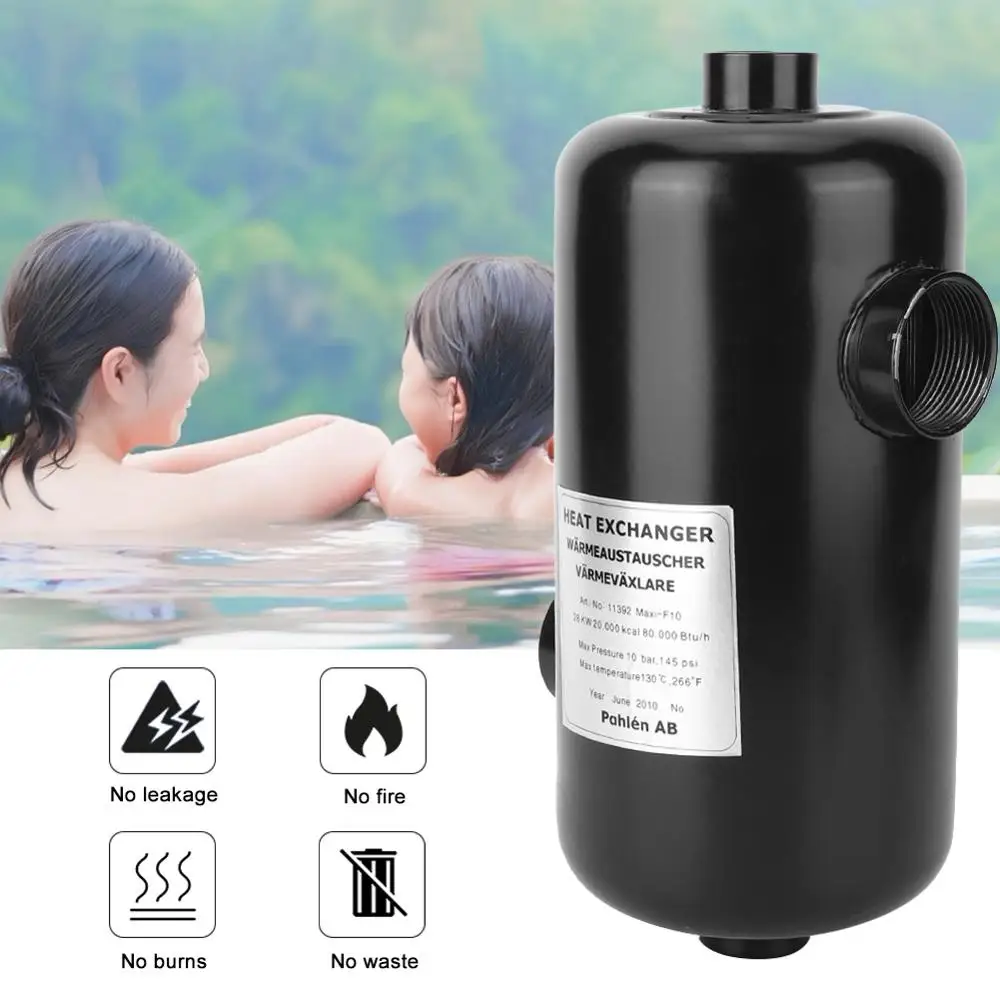 

Swimming Pool Heat Exchanger Water Chiller Heat Pump Water Heater Parts Stainless Steel Liquid Heater Pool Thermostat Equipments