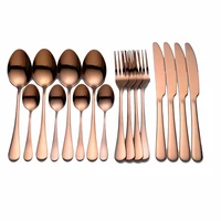 rose gold cutlery set stainless steel tableware cutlery set 16 pieces forks knives spoons rose gold dinnerware set dropshipping