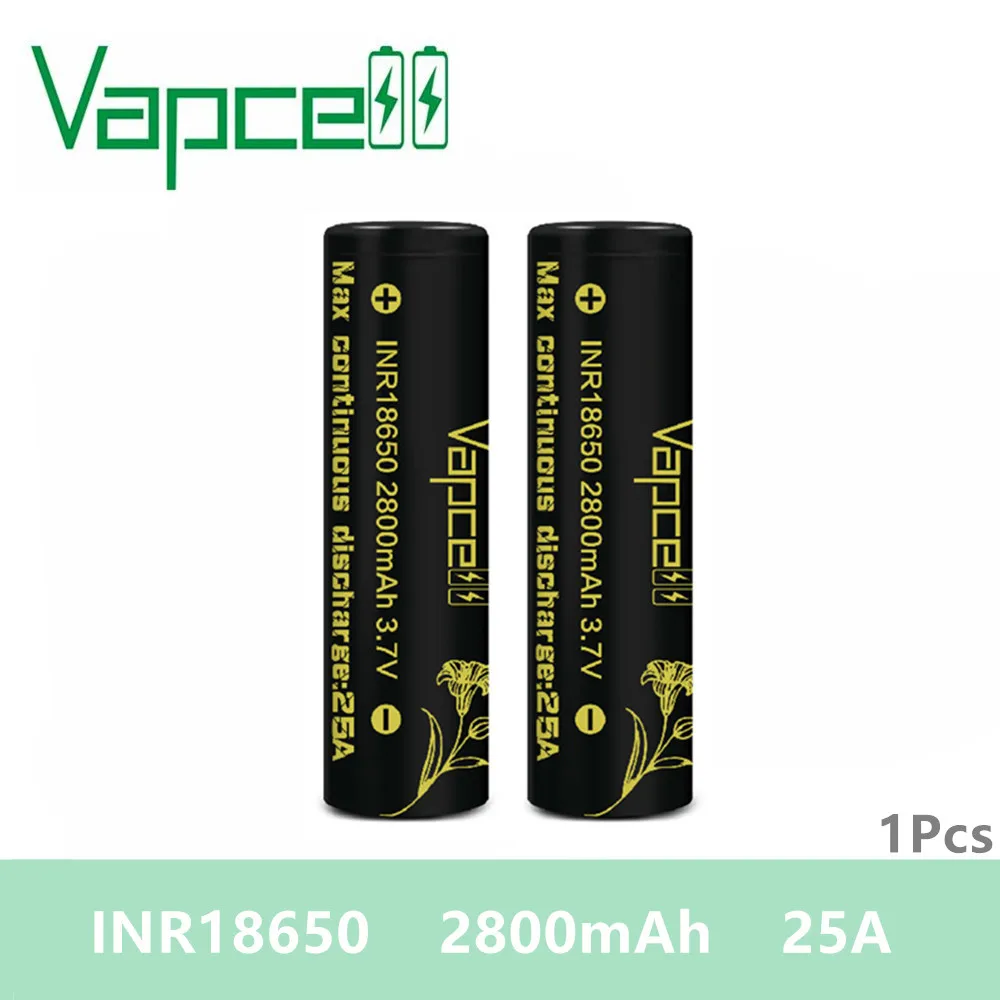 Бесплатная доставка 2 шт. перезаряжаемая литиевая батарея VAPCELL 18650 2800 мАч 25 А 3 7 в