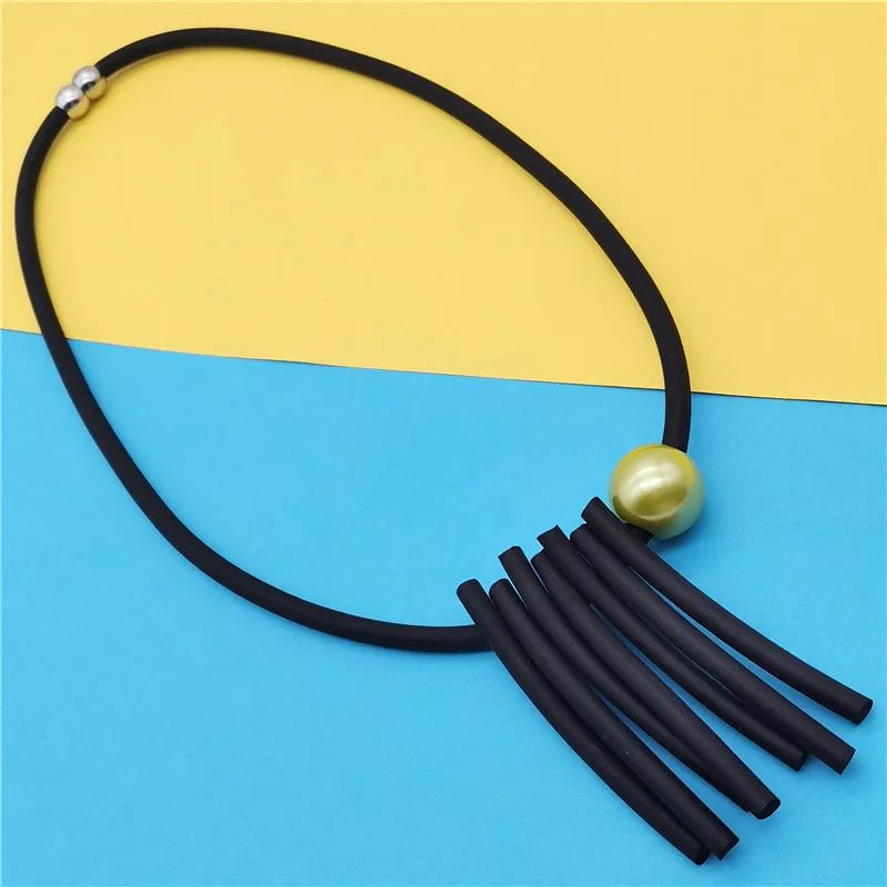 

Marliwoo NEW Gothic Tassel Necklaces For Women Choker Necklace Pearl Jewelry Rubber Chain Gift Woman Luxury Jewellery Necklaces