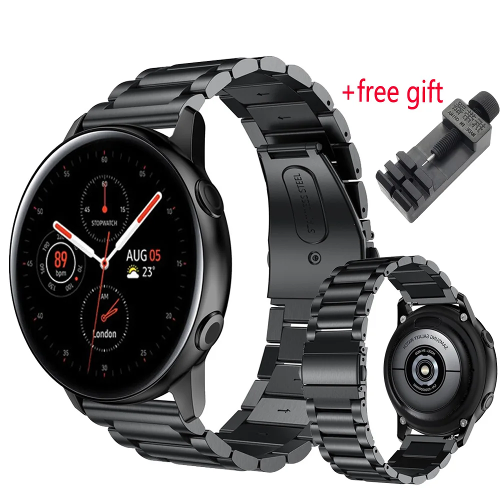 

Ремешок из нержавеющей стали для Samsung galaxy watch Active 2 44 мм 40 мм, браслет для наручных часов 20 мм, спортивный браслет для часов 2