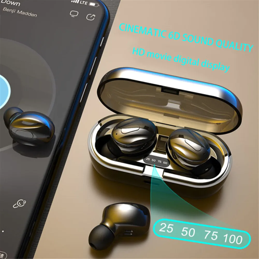 

TWS беспроводные наушники Bluetooth 5,0, наушники с микрофоном, спортивные водонепроницаемые наушники с защитой от пота, наушники-вкладыши