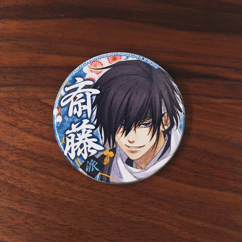 Металлическая брошь Hakuou значок Аниме игра Hijikata Toshizo Okita Souji Saitou Hajime Kazama chiiba Hachirou