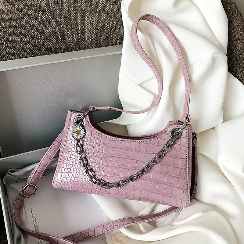 Женская сумочка в стиле ретро под подмышку аллигатора винтажные маленькие