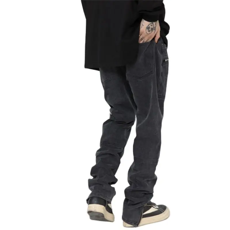 2021 Cool Design Ankle Zipper Retro Washed Men Pencil Jeans Trousers Hip Hop Streetwear Black Cotton Denim Pants Pantaloni Uomo