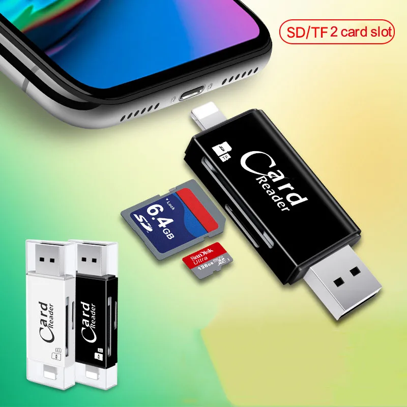 3в1 Micro USB SD TF Microsd SDHC кардридер для iPad iPhone X 8 7 6 6S Plus 5 5S SAMSUNG huawei Android OTG Phone | Компьютеры