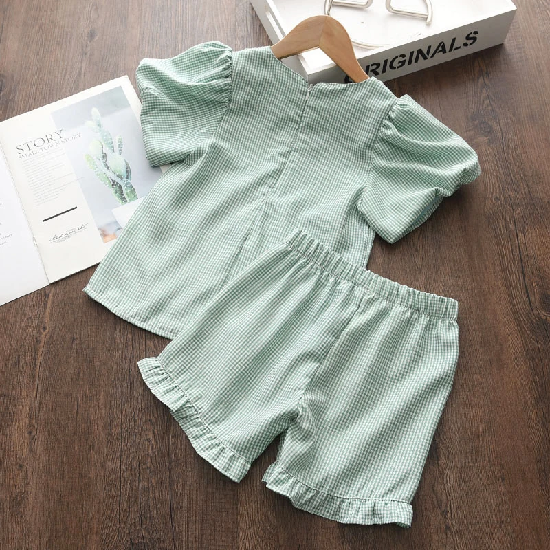 

Комплекты одежды для девочек, новинка 2022, летняя детская одежда, юбка в полоску на подтяжках и юбка-брюки, комплект из 2 предметов, детская од...