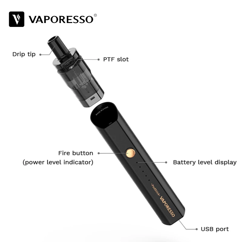 Vaporesso Podstick вейп ручка комплект 2 мл емкость 1 3/0.6ohm электронная сигарета pod