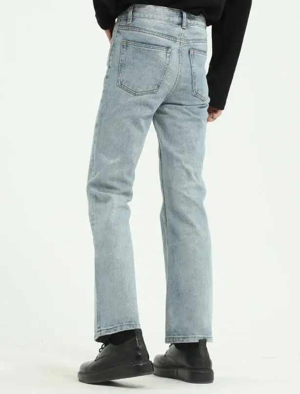 Men High Street Hip Hop Casual Small Flare Jeans Pant Male Vintage Denim Trousers Pant Boot Cut Jeans