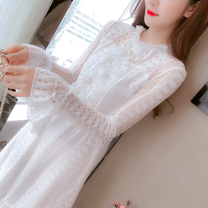 

2021 Autumn Long Sleeve Lace Dress