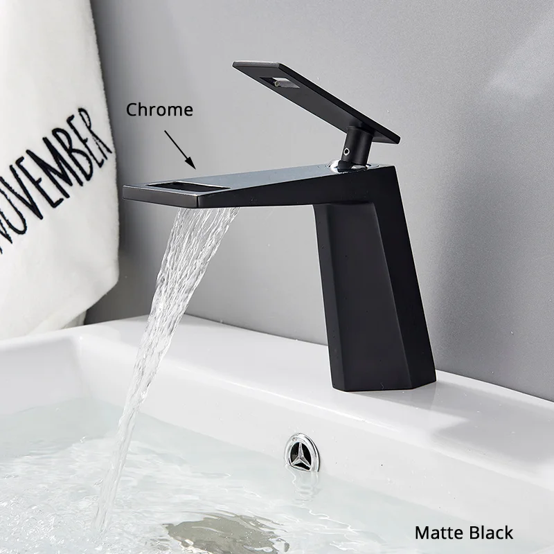 Black with chrome Черный кран для раковины, кран для раковины, белый кран для раковины, кран для раковины, винтажный смеситель горячей и холодной воды, кран для ванны - Цвет: Black with chrome
