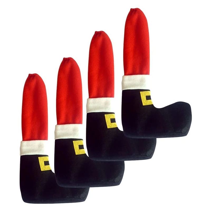 

Xmas Decorations 4Pcs Set Elf Santa Chair Table Leg Covers Christmas Table Decoration Novelty(RED)