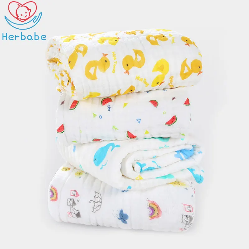 Детское банное полотенце Herbabe, хлопок, муслиновое одеяло, супер абсорбент, детское полотенце для купания, детское полотенце для лица, полотенце для волос, моющиеся салфетки для новорожденных