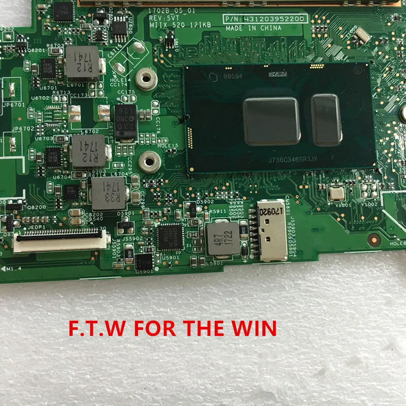 Verkauf 5B20Q62280 MB FÜR Para Lenovo Laptop Motherboard Miix 520-12IKB CPU I3-7130WIN 4G 1702B-05-01 100% Probado