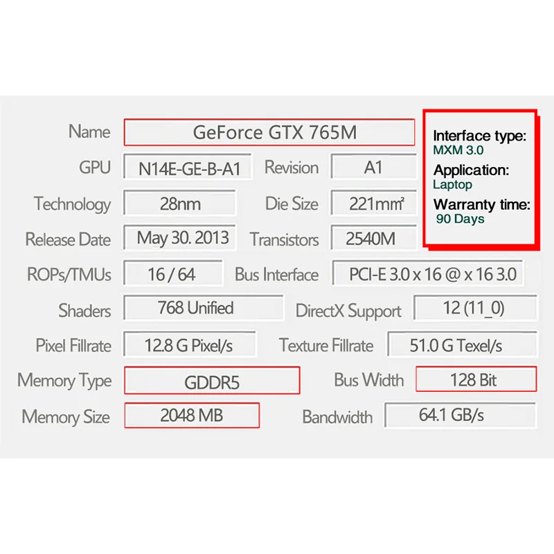 Для iMac A1311 A1312 GTX765M GTX 765M GDDR5 2 Гб видеокарта N14E GE B A1 Dell Alienware M15X M17X R3 R4 R5 R6 M18X