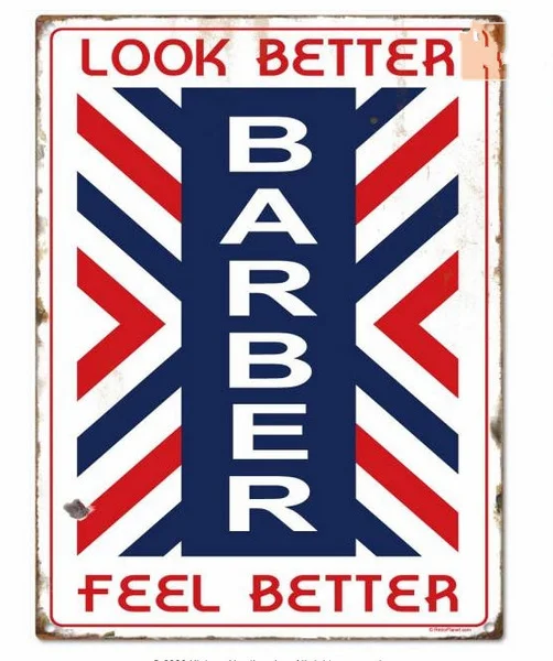 

Barber Shop Stripes Look Feel Better Metal Sign Wall Poster Wall Decor