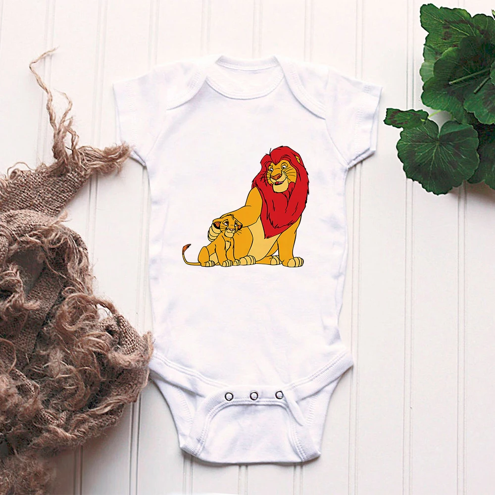 Baby Romper Cartoon The Lion King Kawaii Simba Fashion Toddler Clothes Harajuku Short Sleeve Newborn Bodysuit Infant Jumpsuits