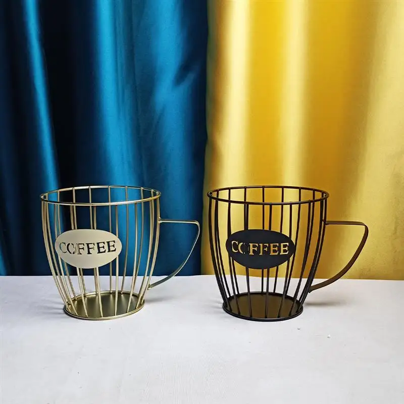

Coffee Capsule Storage Basket Coffee Cup Basket Vintage Coffee Pod with Iron Base for Home Cafe Fruit Snack Storage