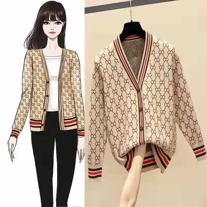 

2021 Fall/Winter Women's Cardigan Warm Knit Sweater Jacket Korean Fashion Knit Cardigan Jacket Ladies Loose Sweater