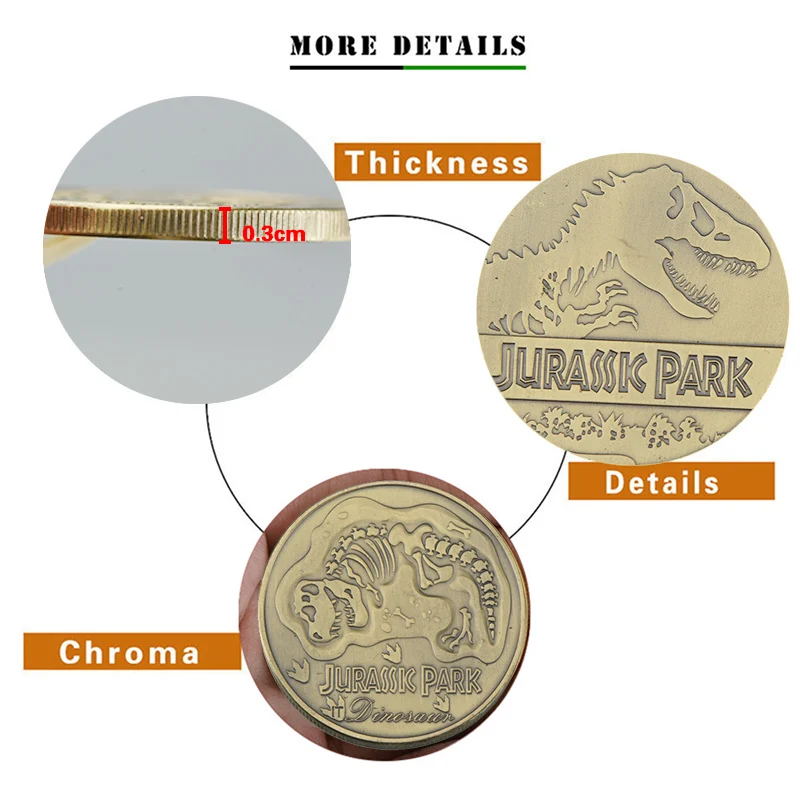 

5pcs/lot Jurasic Park Dinosaur Hobo Nickel Buffalo Coins Collectibles Bronze Copy Coins Collection Birthday Christmas Gifts