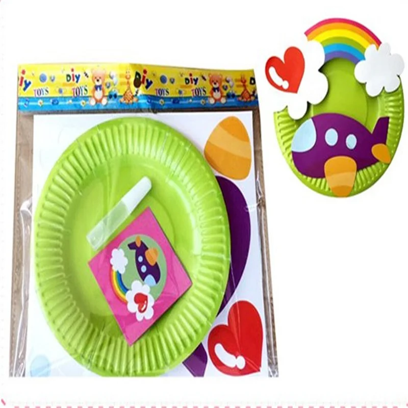Мультфильм бумажная тарелка Рисование Детский сад DIY ручной работы материал