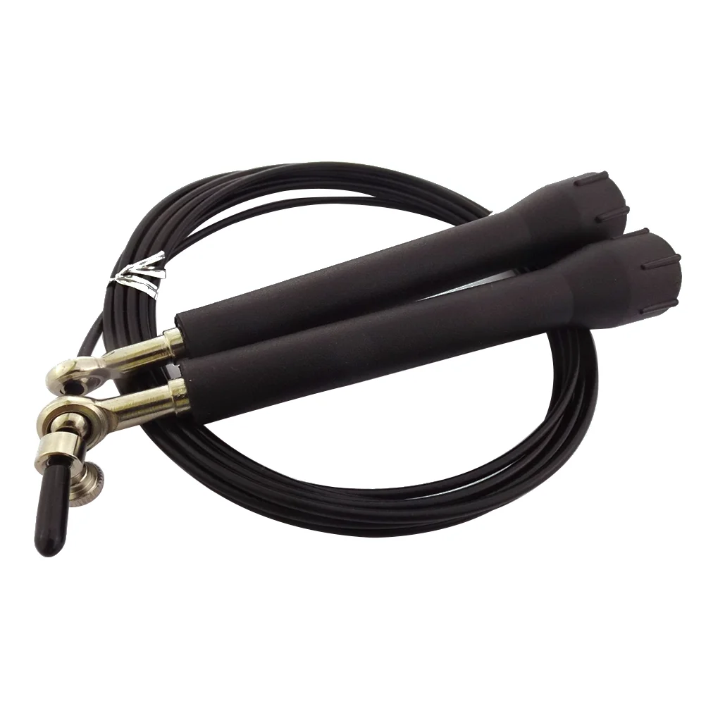 

Jump Rope Adjustable High Skipping Cable Bearings Anti-Slip Handles for Pro Sports Training Gym Workout (Black)