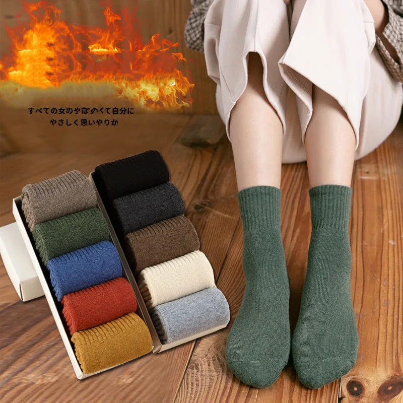 Женские осенне-зимние бархатные плотные теплые махровые носки женские