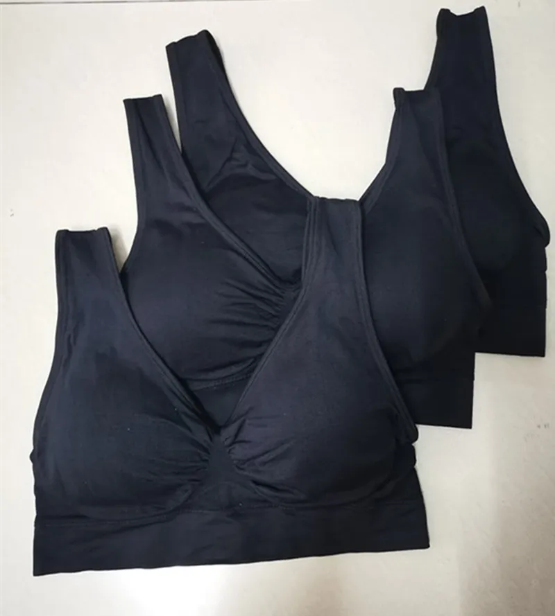 black 3pcs Прямая поставка; 3 шт./компл. без проволок со съемной тонкой подкладкой бесшовные пуш-ап для женщин размера плюс нижнее белье без косточек для фитнеса форма тела бюстгальтер - Цвет: black 3pcs